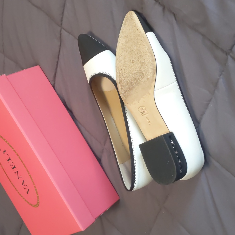 Vaneli Black and White Cap Toe Flats - Picture 4 of 5